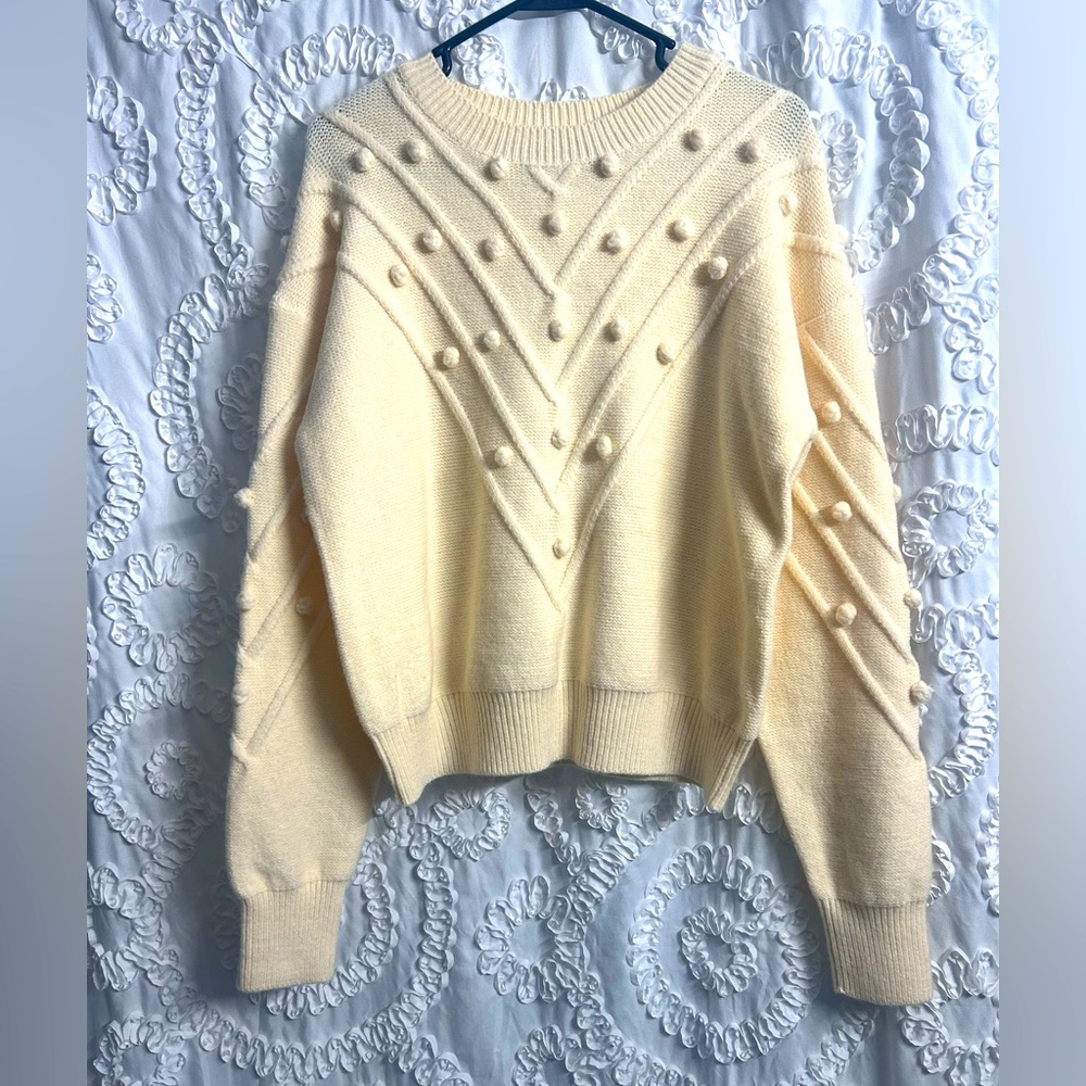 Cream Pom Pom Sweater